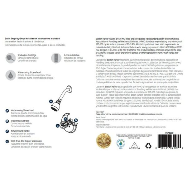 Boston Harbor GU-F1010207CP Shower Only Faucet, Single Handle, Chrome Online - Image 2